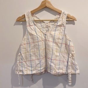 Madewell side tie tank top in windowpane